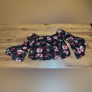 Ambiance Black Floral Off-Shoulder Blouse